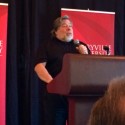 Steve side view, Wozniak speaking, St. Louis